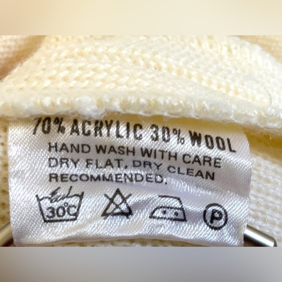 Arthur Kohler by Tricoville of London Wool Cream Ivory Cardigan Royal Blue Green - Picture 9 of 9